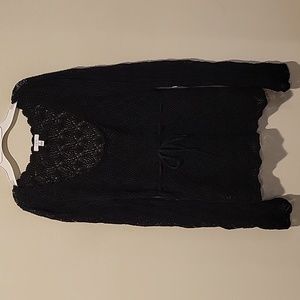 ❤️ CACHE VINTAGE BLACK POINTELLE TUNIC SWEATER, SMALL